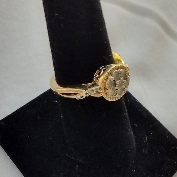 Vintage Bridal Style Vermeil Gold Plated CZ Sterling Silver Ring / Size Seven - Picture 7 of 8